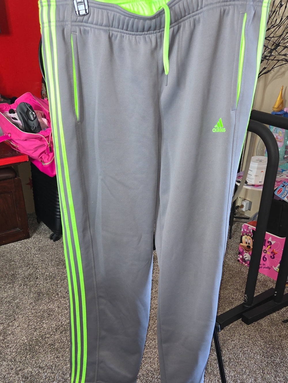 MEN Adidas Gray Joggers with Neon Green Stripes